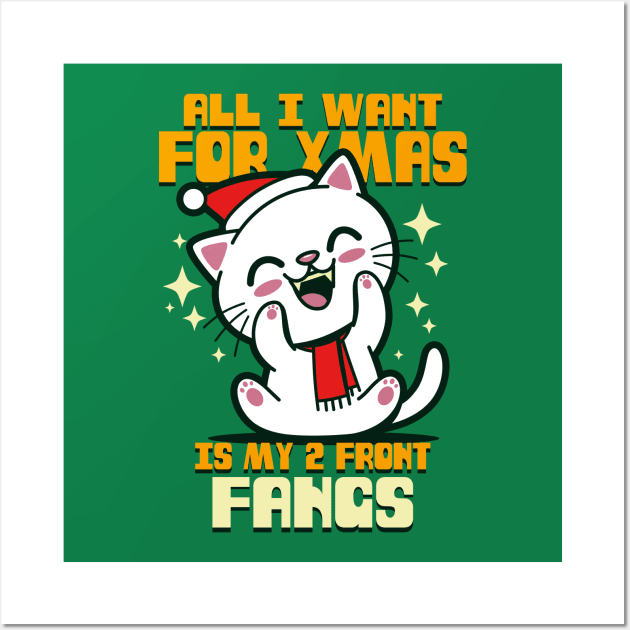 Funny Cute Kawaii Christmas Funny Cat Xmas Song Gift For Cat Lovers Wall Art by BoggsNicolas